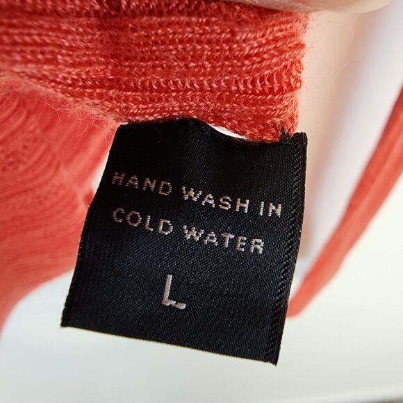 Manrico Italian Cashmere Pink Cardigan Size L Pointelle Knit V-neck Quiet Luxury - Picture 11 of 12